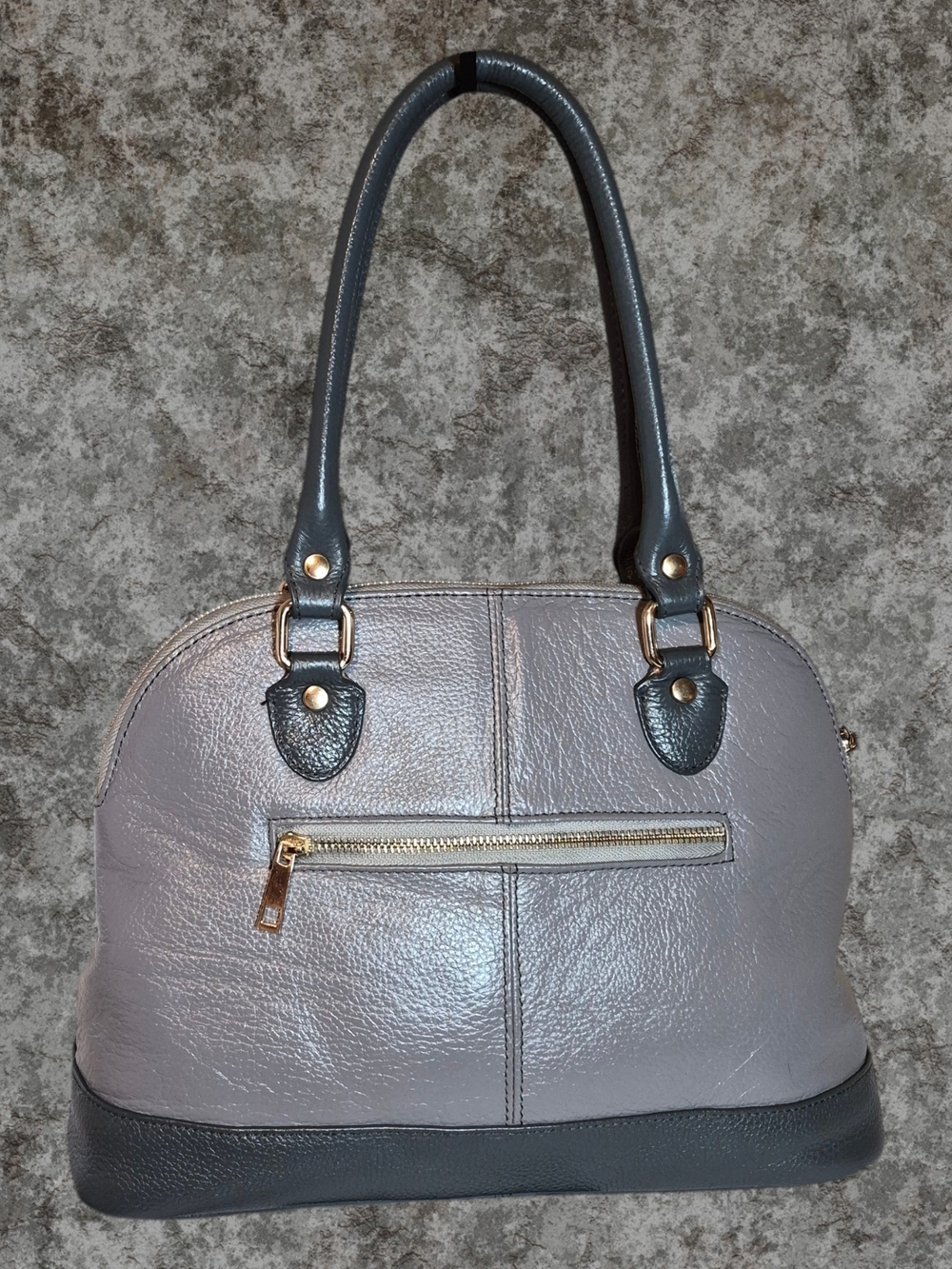 Beautiful Lola Bernard Gray Satchel Bag with Dark Gray Trim